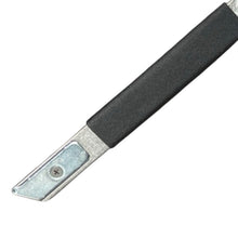 Load image into Gallery viewer, Close-up of PK18 Pipe Knife replaceable blade tip with black rubber grip — AZ Glass Supply