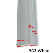 Load image into Gallery viewer, Snap-In Vinyl Glazing Bead BD3 Profile Dimensions 7 Ft Measurements