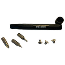 Load image into Gallery viewer, PipeKnife screwdriver handle with internal storage compartment for bits and replacement screws.