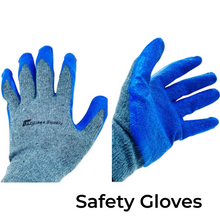 Load image into Gallery viewer, Blue latex grip safety work gloves for glass handling, construction, warehouse and industrial applications.