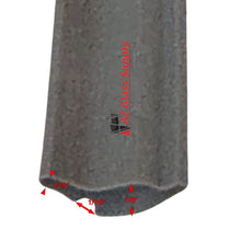Load image into Gallery viewer, V16 gray flat vinyl glazing spline back side measurements showing 1/16 inch groove depth and 1/8 inch height