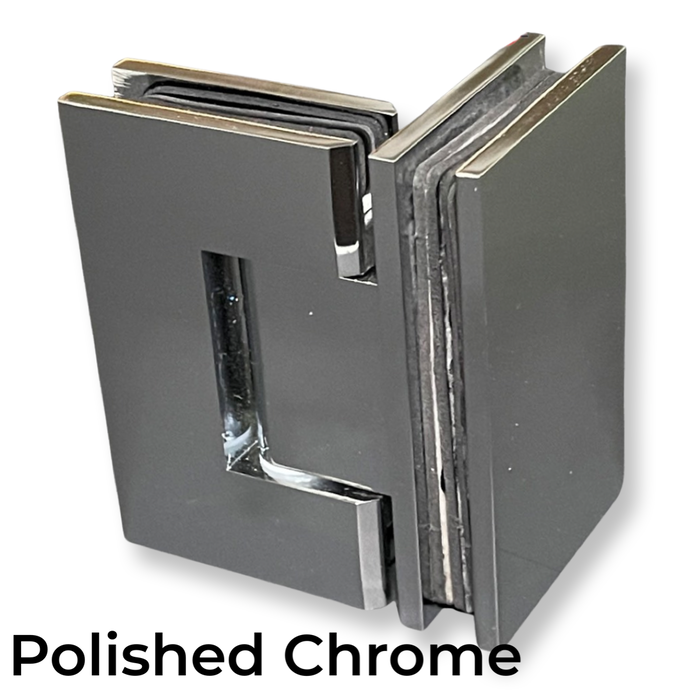 PS092 Square 90 Degree Geneva Hinge in polished chrome